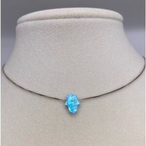 925 Opal hamsa necklace